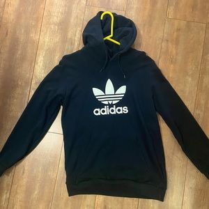 Black Adidas trefoil hoodie unisex sizing M
